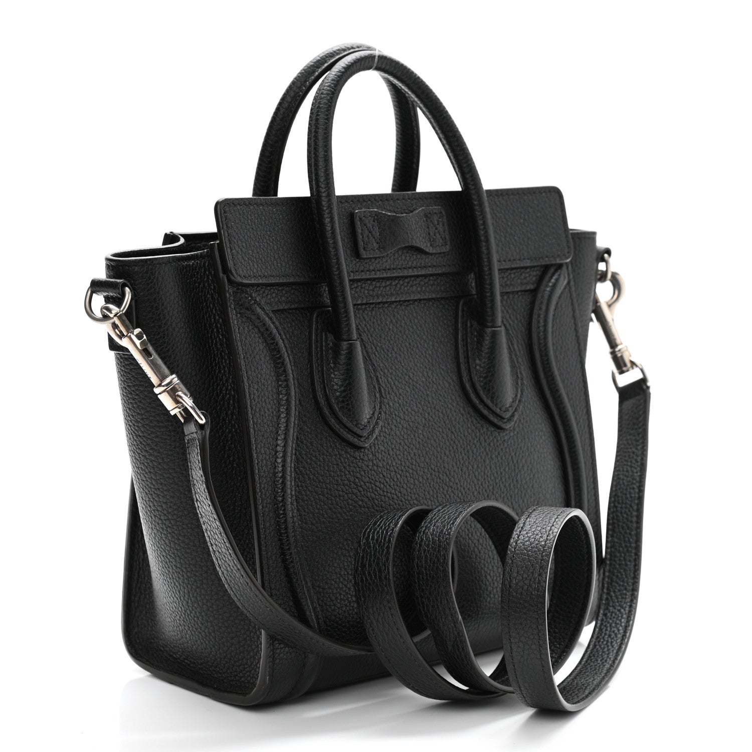Celine Drummed Calfskin Nano Luggage Black 3 of 10