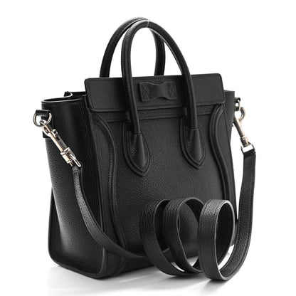 Celine Drummed Calfskin Nano Luggage Black 3 of 10