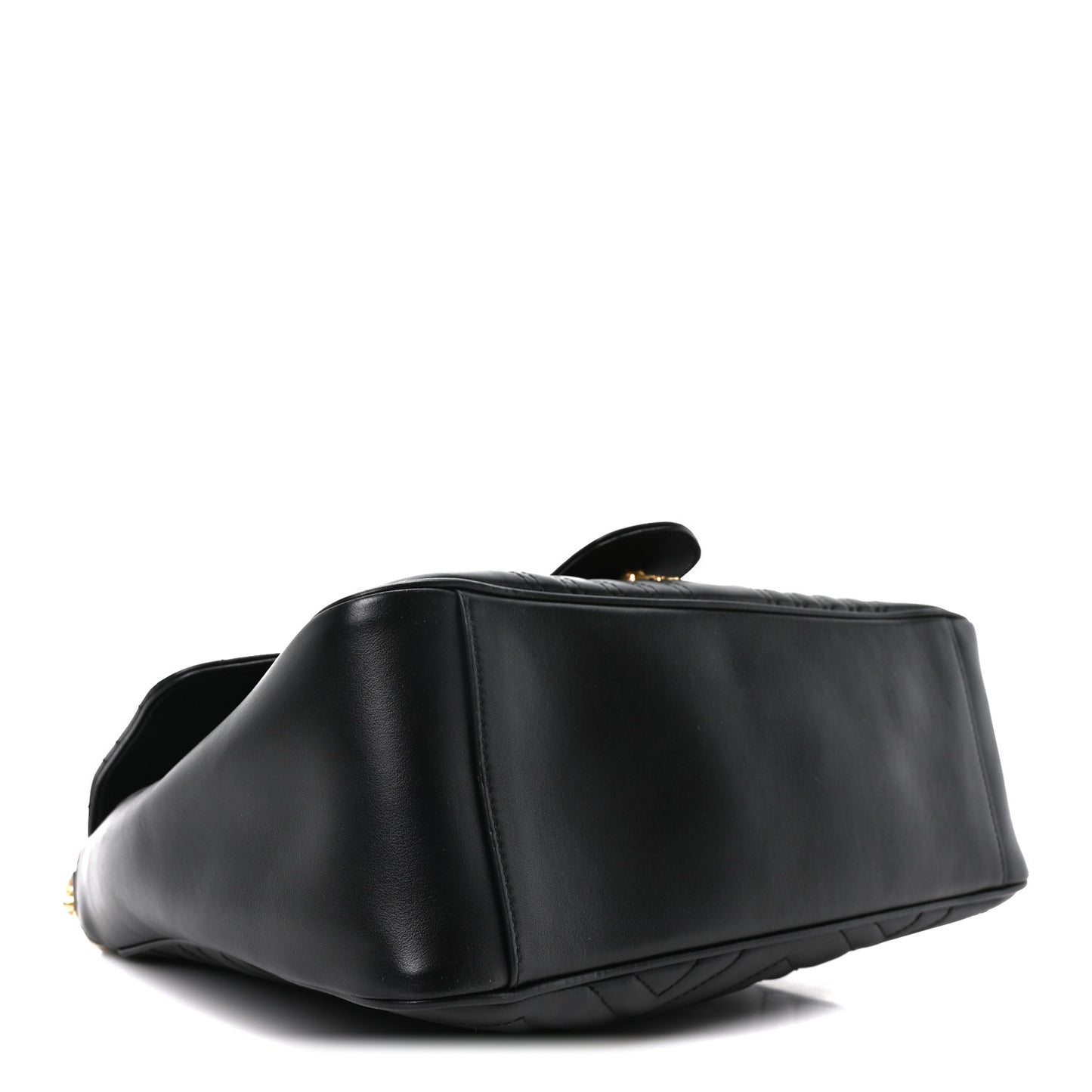 Calfskin Matelasse Medium GG Marmont Top Handle Shoulder Bag Black