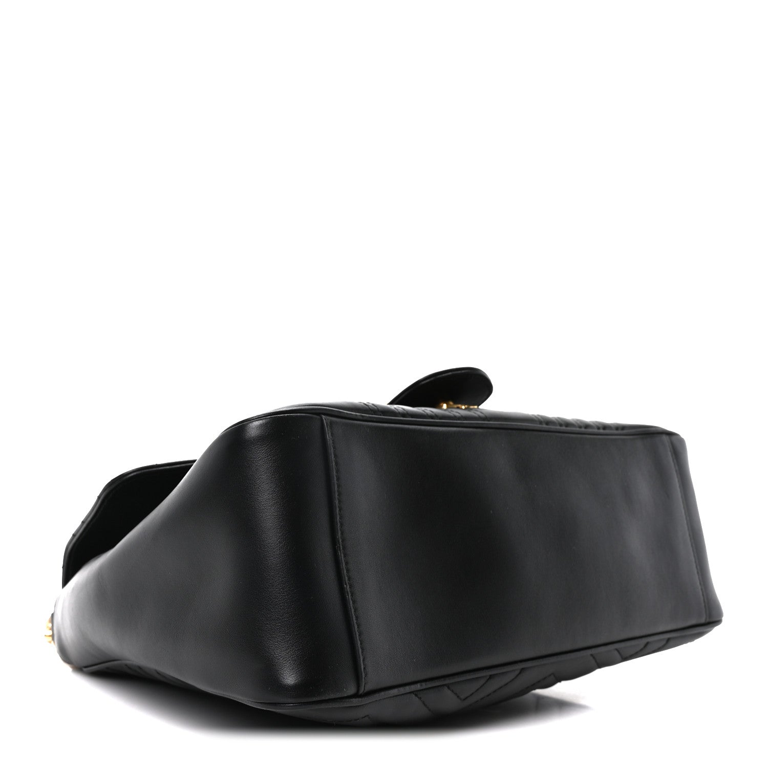 Gucci Calfskin Matelasse Medium GG Marmont Top Handle Shoulder Bag Black 4 of 10