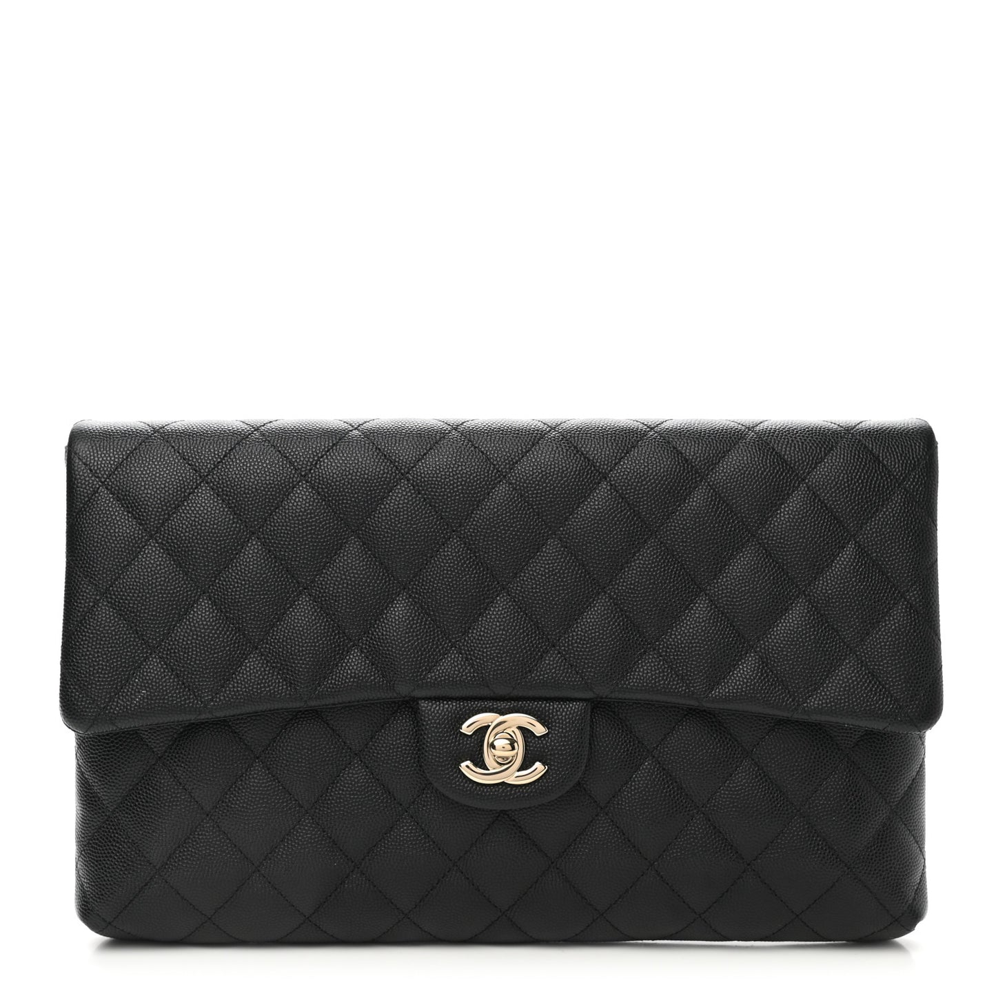 Caviar Quilted Flap Clutch Black