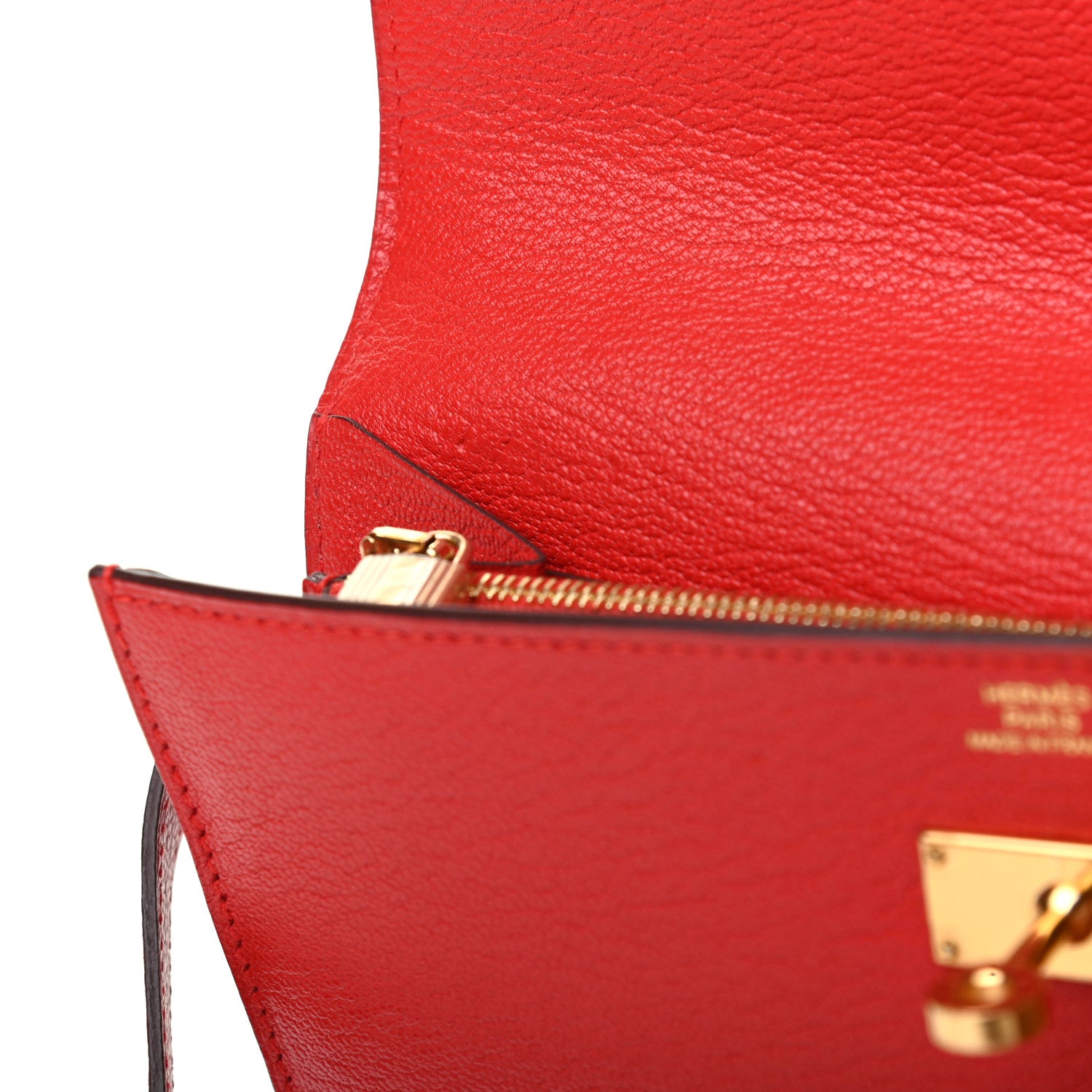 Hermes Chevre Mysore Kelly Longue Wallet Rouge Tomate 9 of 10