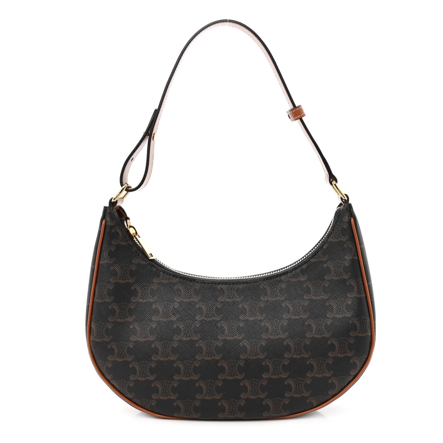 Celine Triomphe Canvas Calfskin Ava Shoulder Bag Tan 1 of 9