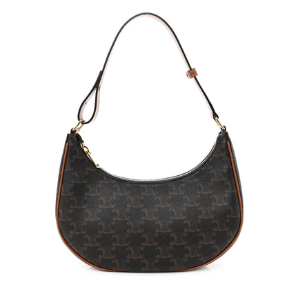 Celine Triomphe Canvas Calfskin Ava Shoulder Bag Tan 1 of 9