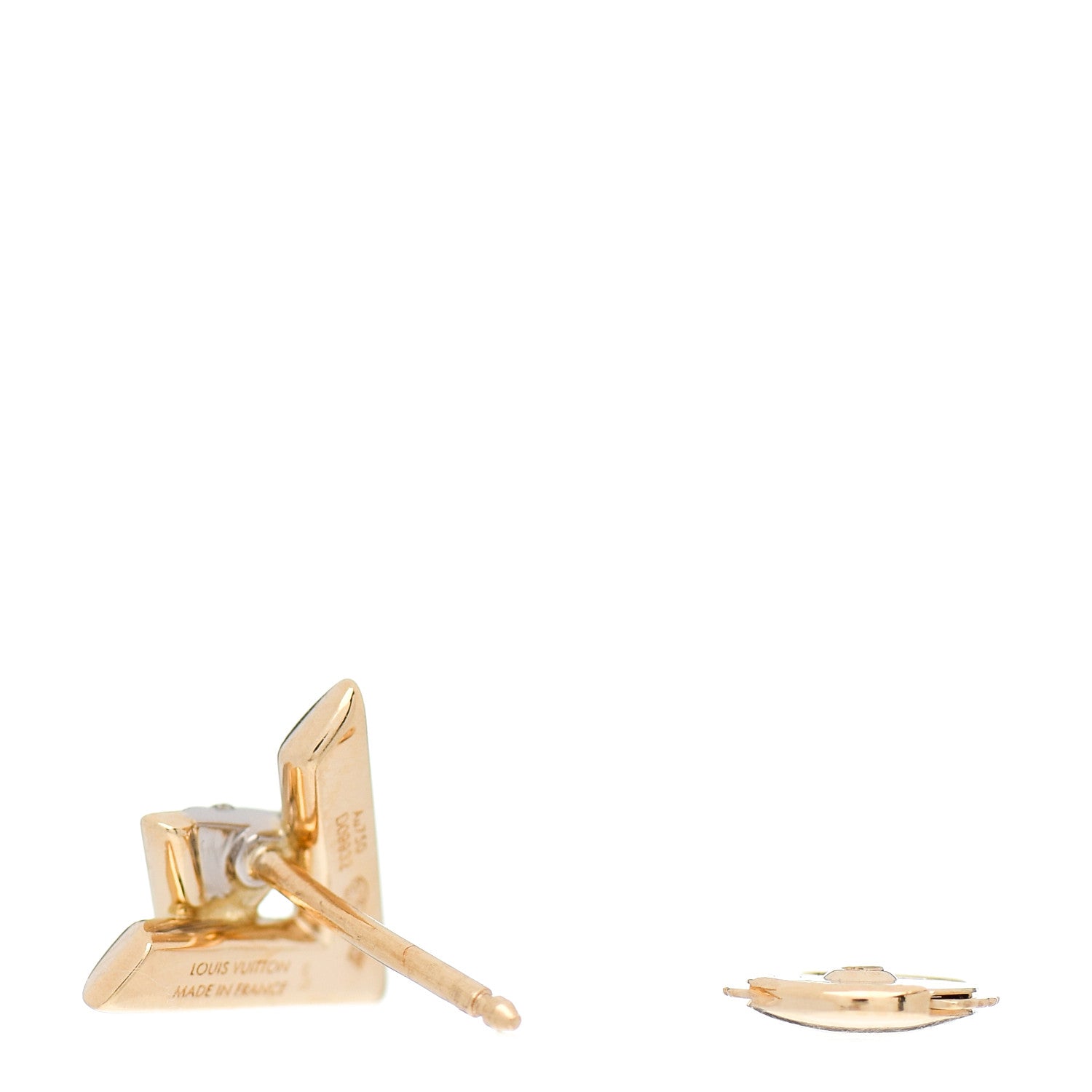 Louis Vuitton 18K Yellow Gold Diamond LV Volt Single Stud Earring 3 of 4