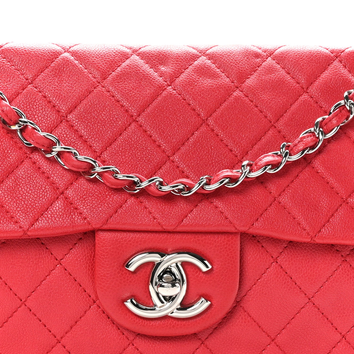 Chanel Washed Caviar Quilted Maxi Single Flap Fuchsia 8 of 10