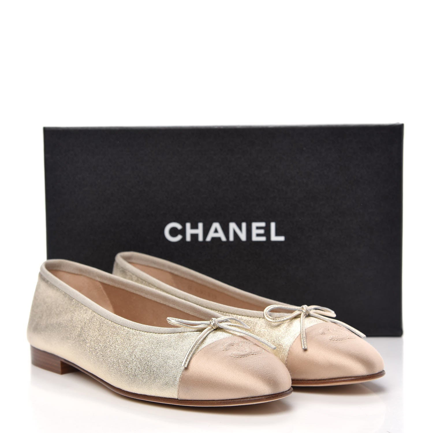 Chanel Metallic Goatskin Cap Toe CC Ballerina Flats 39 Gold 9 of 9