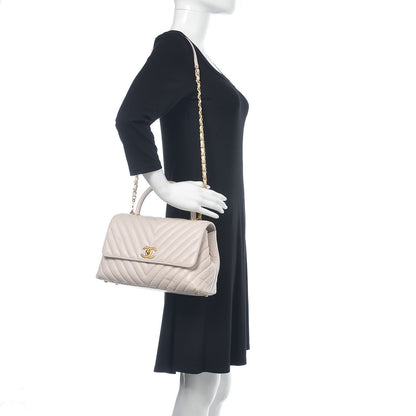 Chanel Aged Calfskin Chevron Quilted Small Coco Handle Flap Rose Pale 2 of 10