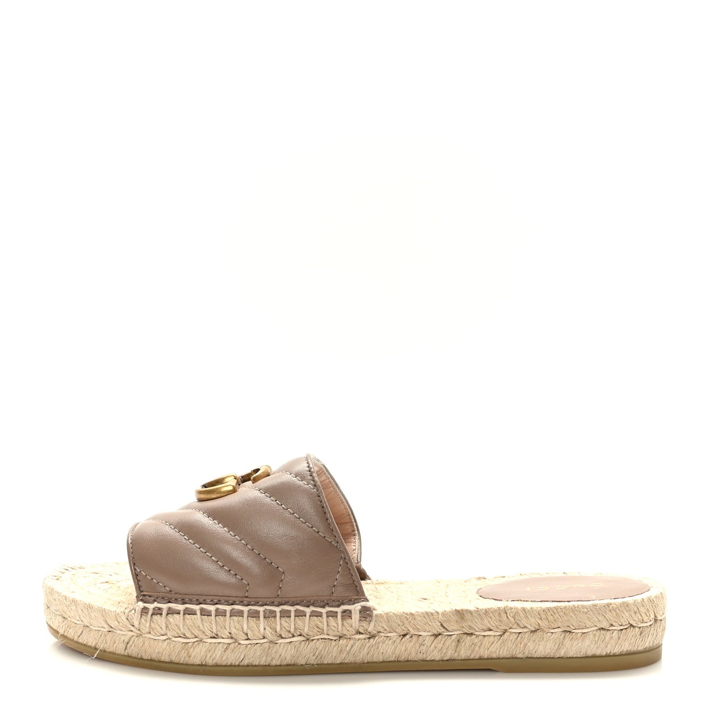 Nappa Matelasse GG Marmont Espadrille Slide Sandals 37.5 Porcelain Rose