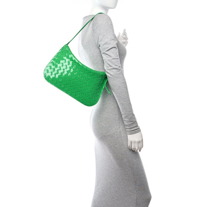 Bottega Veneta Brushed Calfskin Intrecciato Cradle Fold Over Shoulder Bag Parakeet 2 of 10