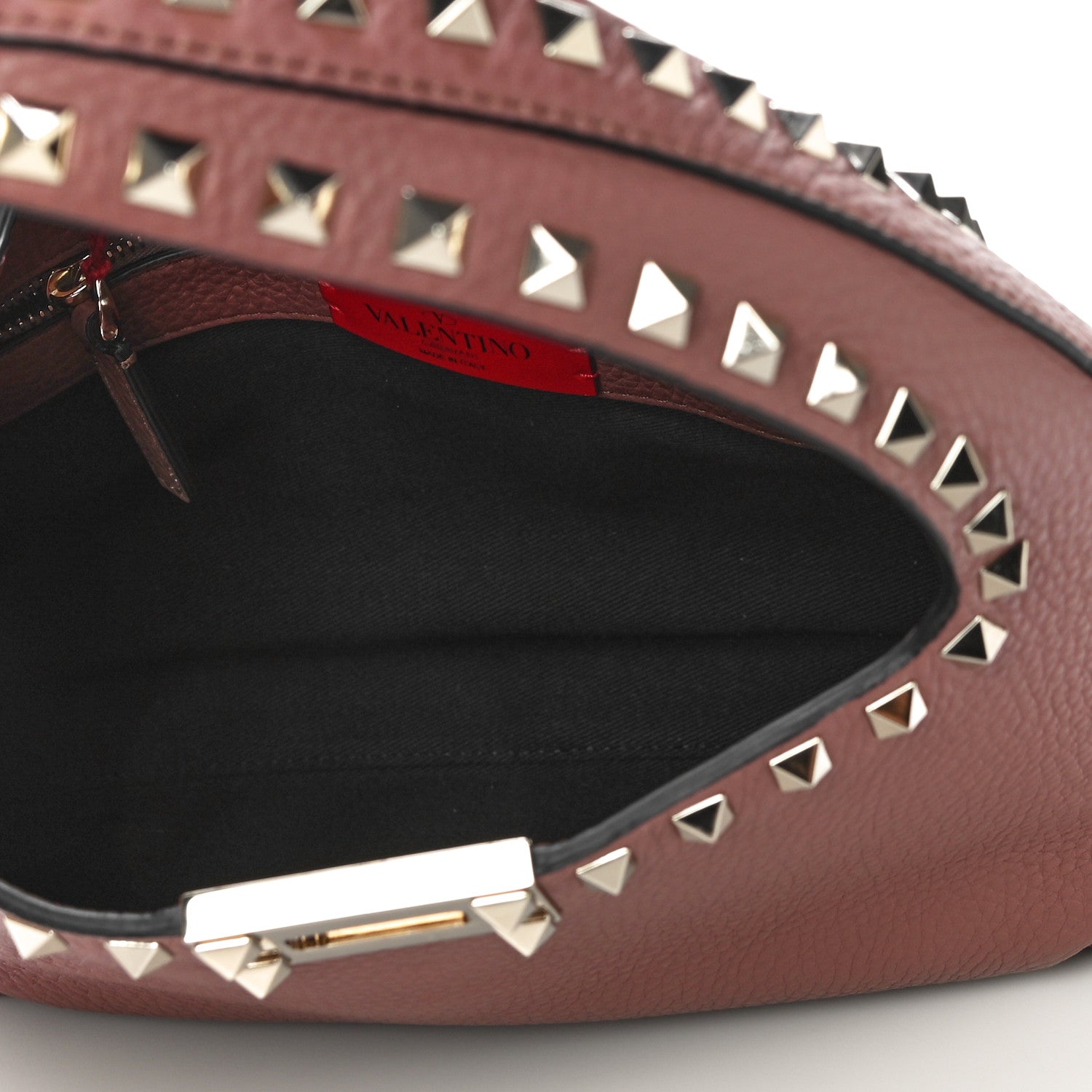 Valentino Garavani Pebbled Calfskin Small Rockstud Flip Lock Hobo Dark Nude 5 of 9