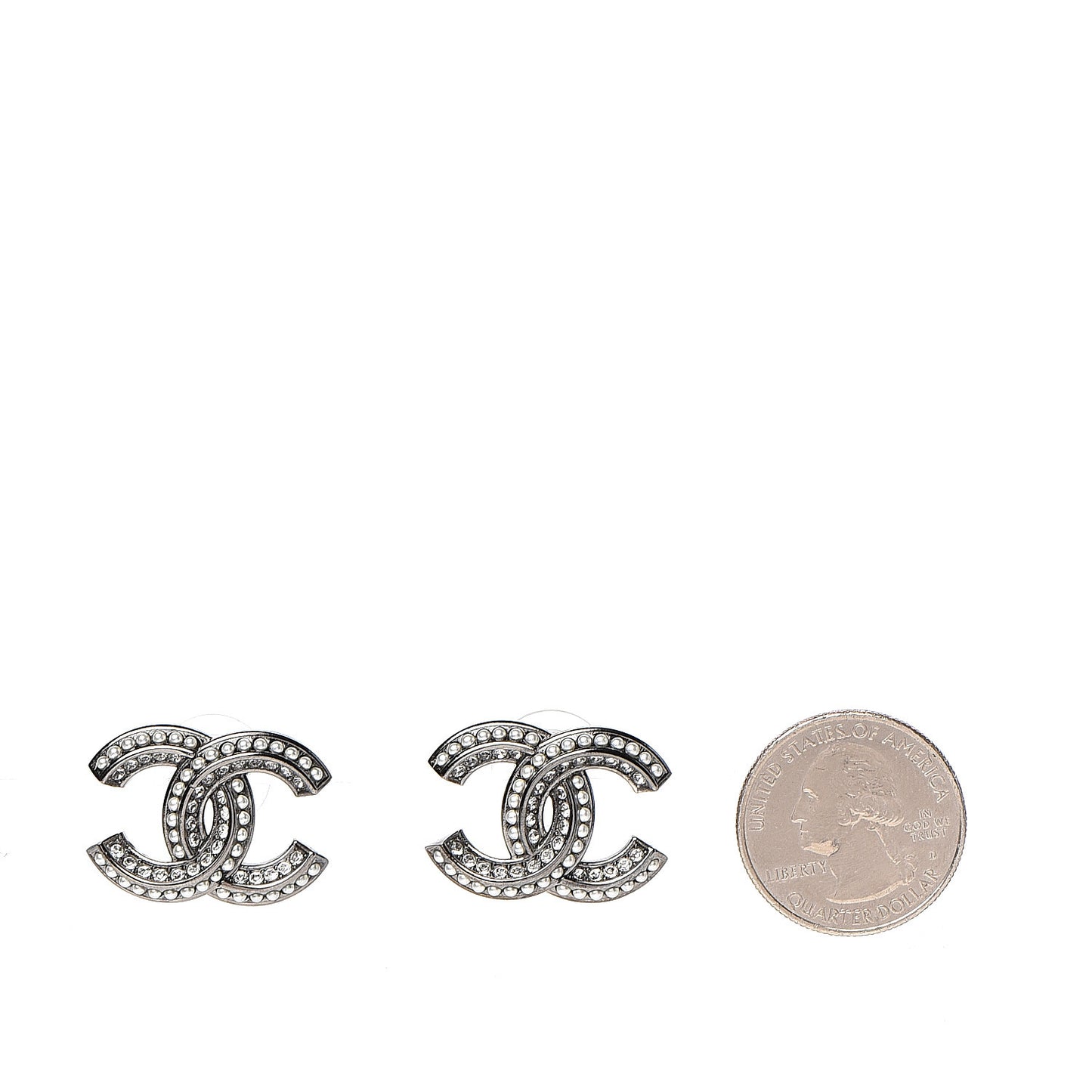 Crystal Pearl Chain Mania CC Earrings Ruthenium