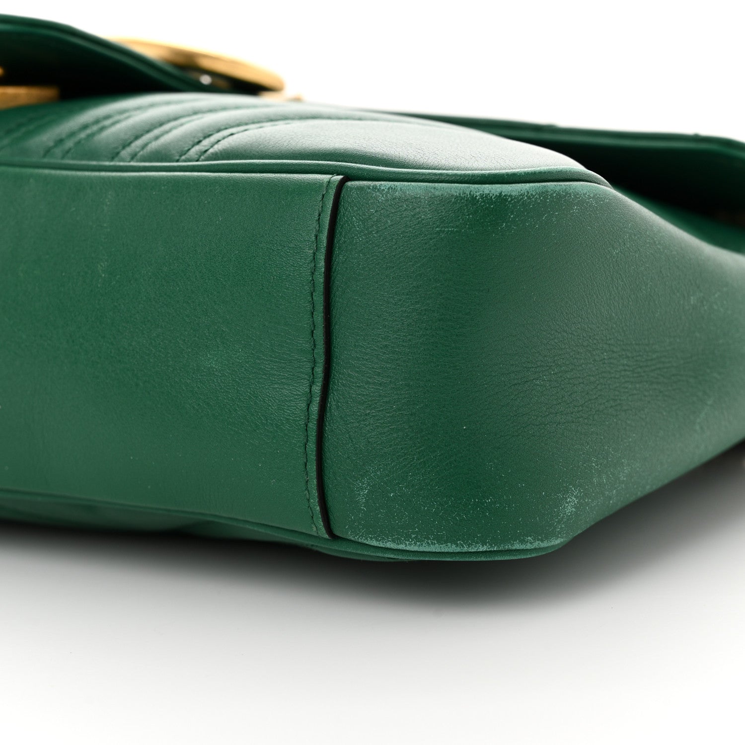 Gucci Calfskin Matelasse Medium GG Marmont Shoulder Bag Emerald Green 10 of 18