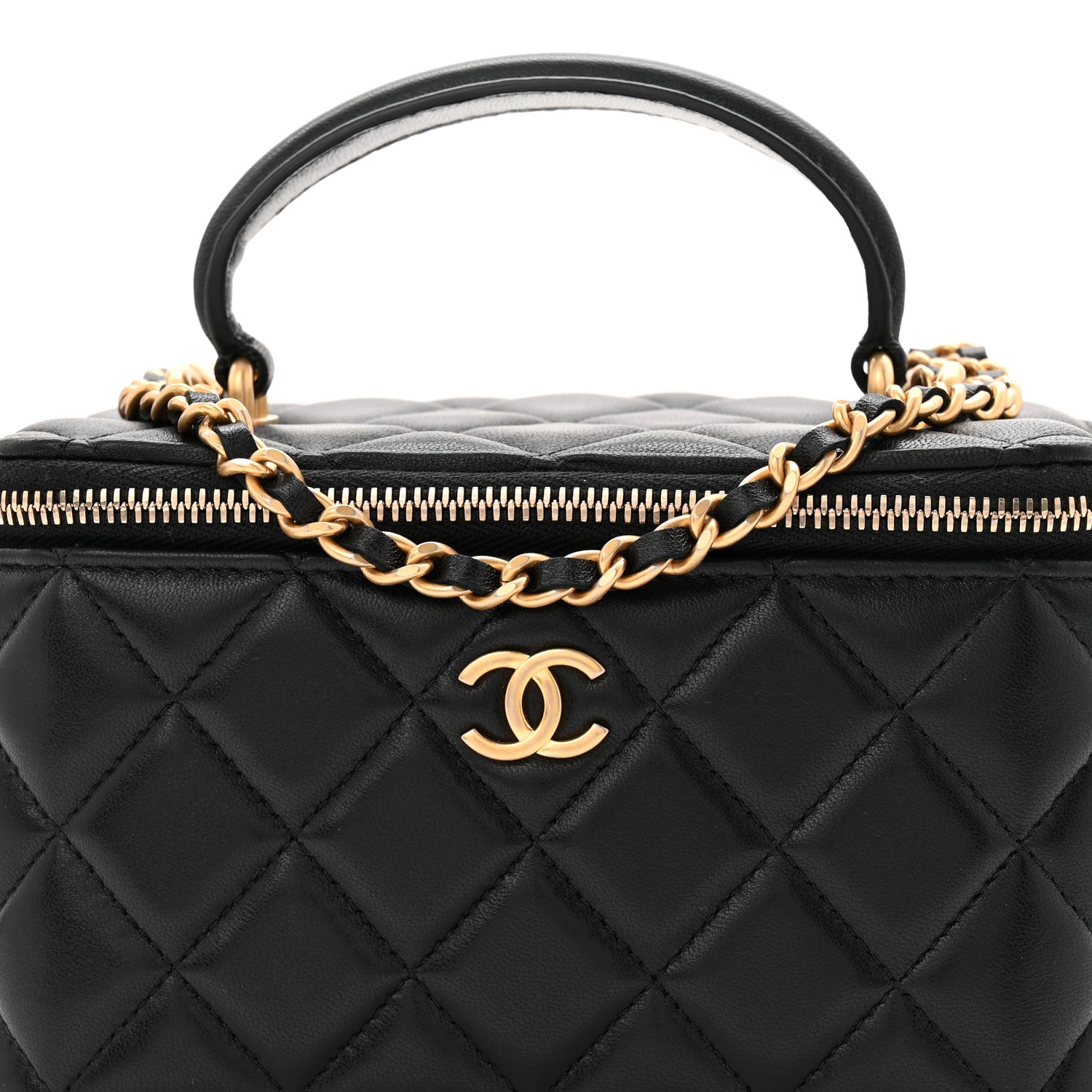 Chanel Lambskin Quilted Small Top Handle Vanity Case With Chain Black 8 of 11