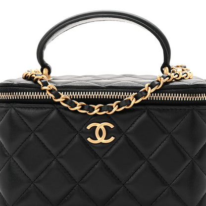 Chanel Lambskin Quilted Small Top Handle Vanity Case With Chain Black 8 of 11