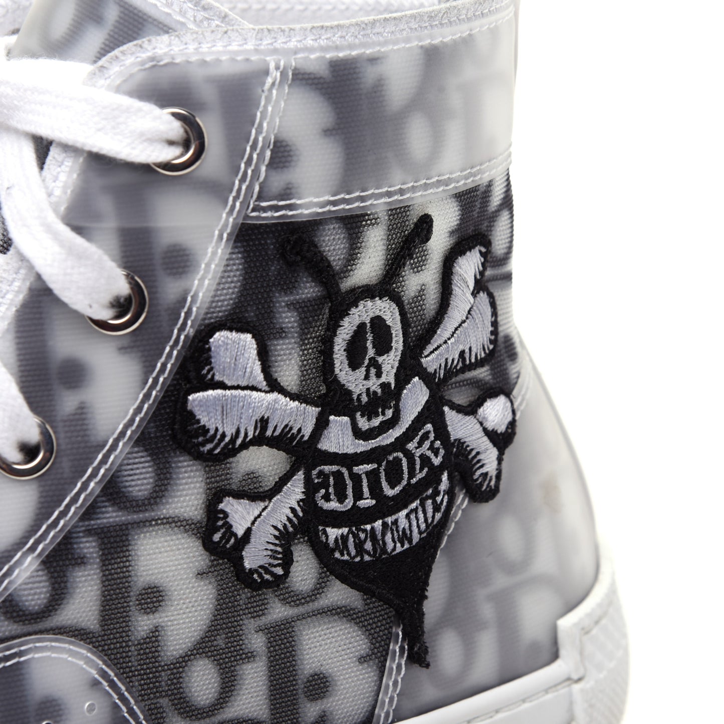 X SHAWN STUSSY Canvas Oblique Bee Mens B23 High Top Sneakers 41 White Black