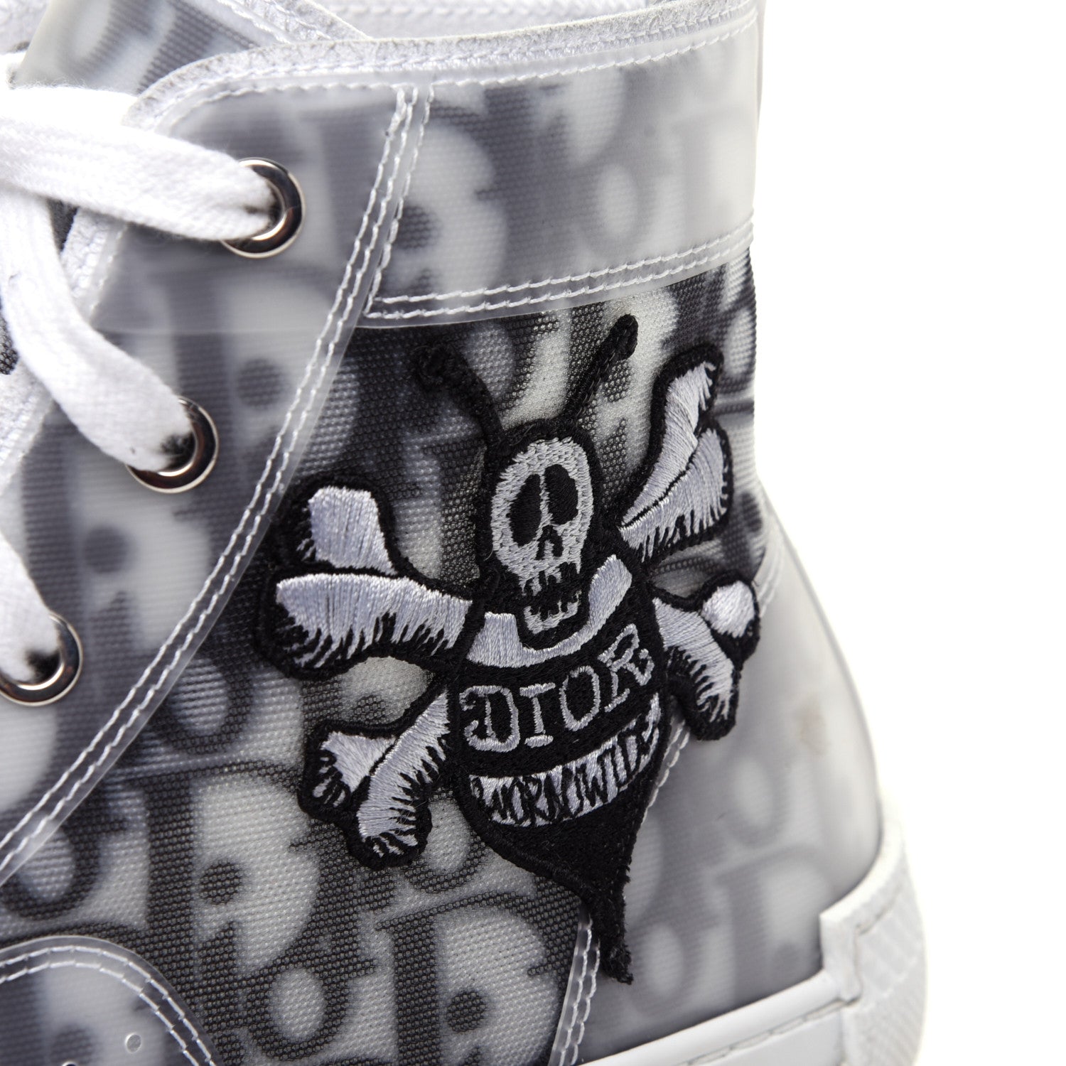 Christian Dior X SHAWN STUSSY Canvas Oblique Bee Mens B23 High Top Sneakers 41 White Black 10 of 15