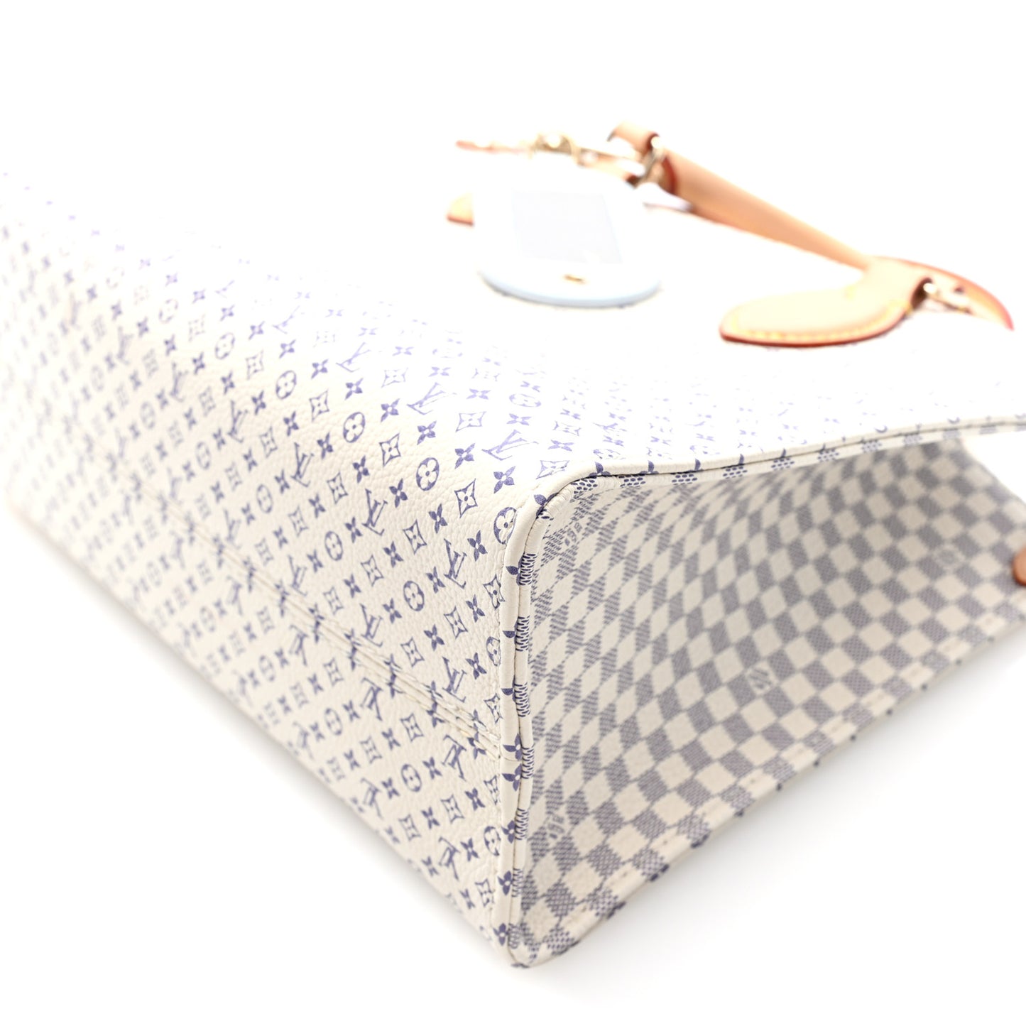 Monogram Damier Calfskin Romance Onthego PM Azure Blue Sand