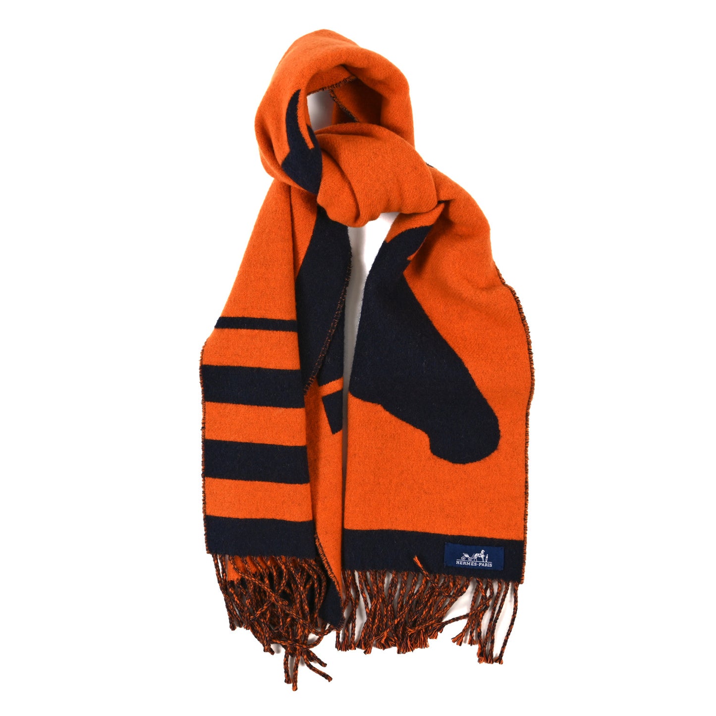 Cashmere Casaque Love Story Muffler Marine Orange