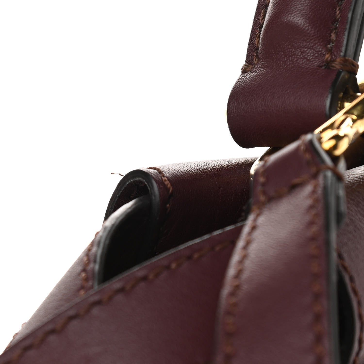 Fendi Vitello Seta Waves Bi-Color Medium Peekaboo Iconic Satchel Bordeaux Latte 11 of 12