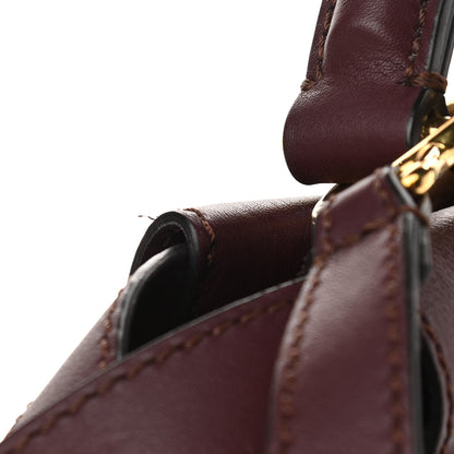 Fendi Vitello Seta Waves Bi-Color Medium Peekaboo Iconic Satchel Bordeaux Latte 11 of 12