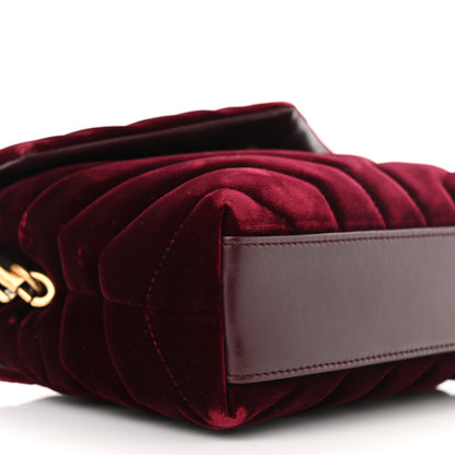 Saint Laurent Velvet Y Quilted Monogram Toy Loulou Crossbody Bag French Burgundy 9 of 10