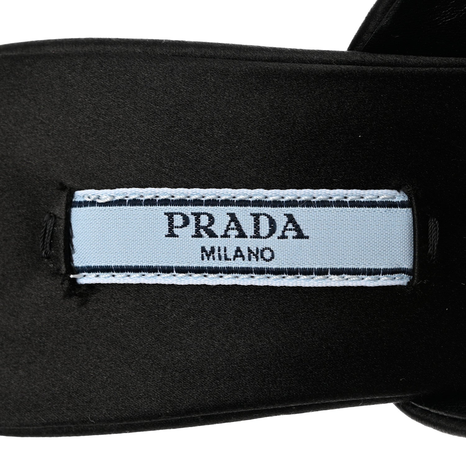 Prada Satin Metal Triangle Logo 85mm Slide Sandals 37 Black 6 of 8