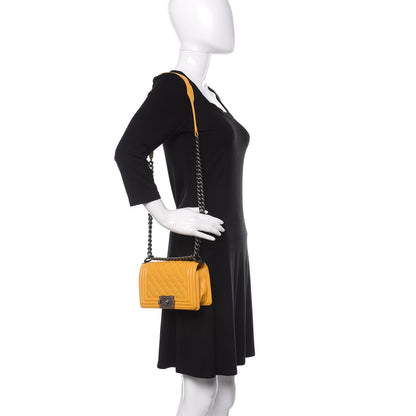 Chanel Lambskin Quilted Small Boy Flap Yellow 2 of 14