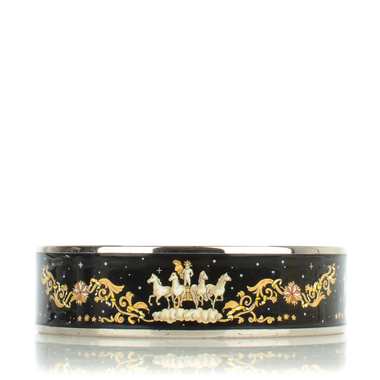 Hermes Enamel Printed Wide Cosmos Bracelet 70 Black 1 of 6
