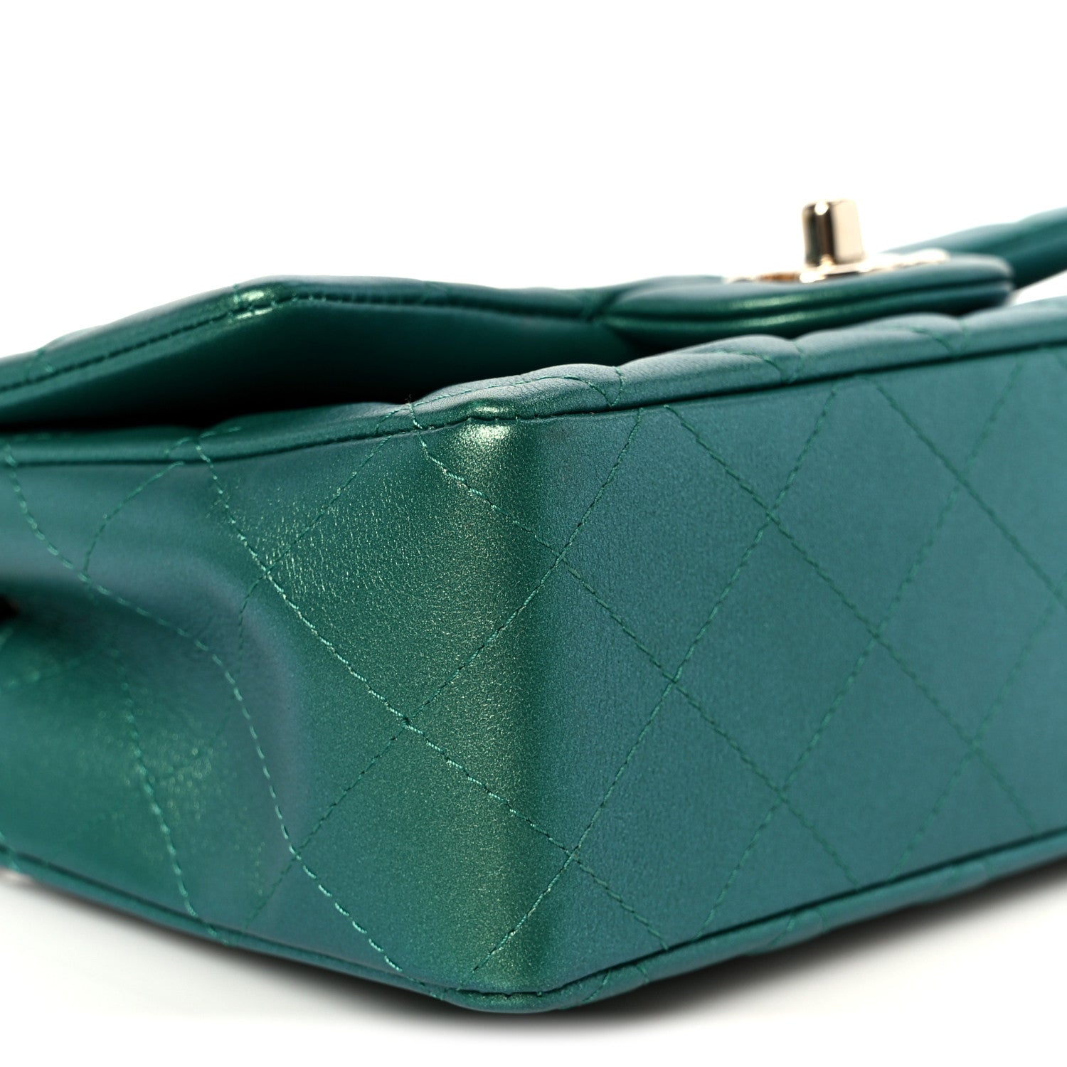 Chanel Iridescent Lambskin Quilted Mini Rectangular Flap Green 10 of 11