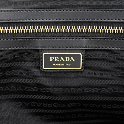 Prada Jacquard Saffiano Triangolo Symbole Embroidered Medium Travel Bag Black Corda 6 of 11