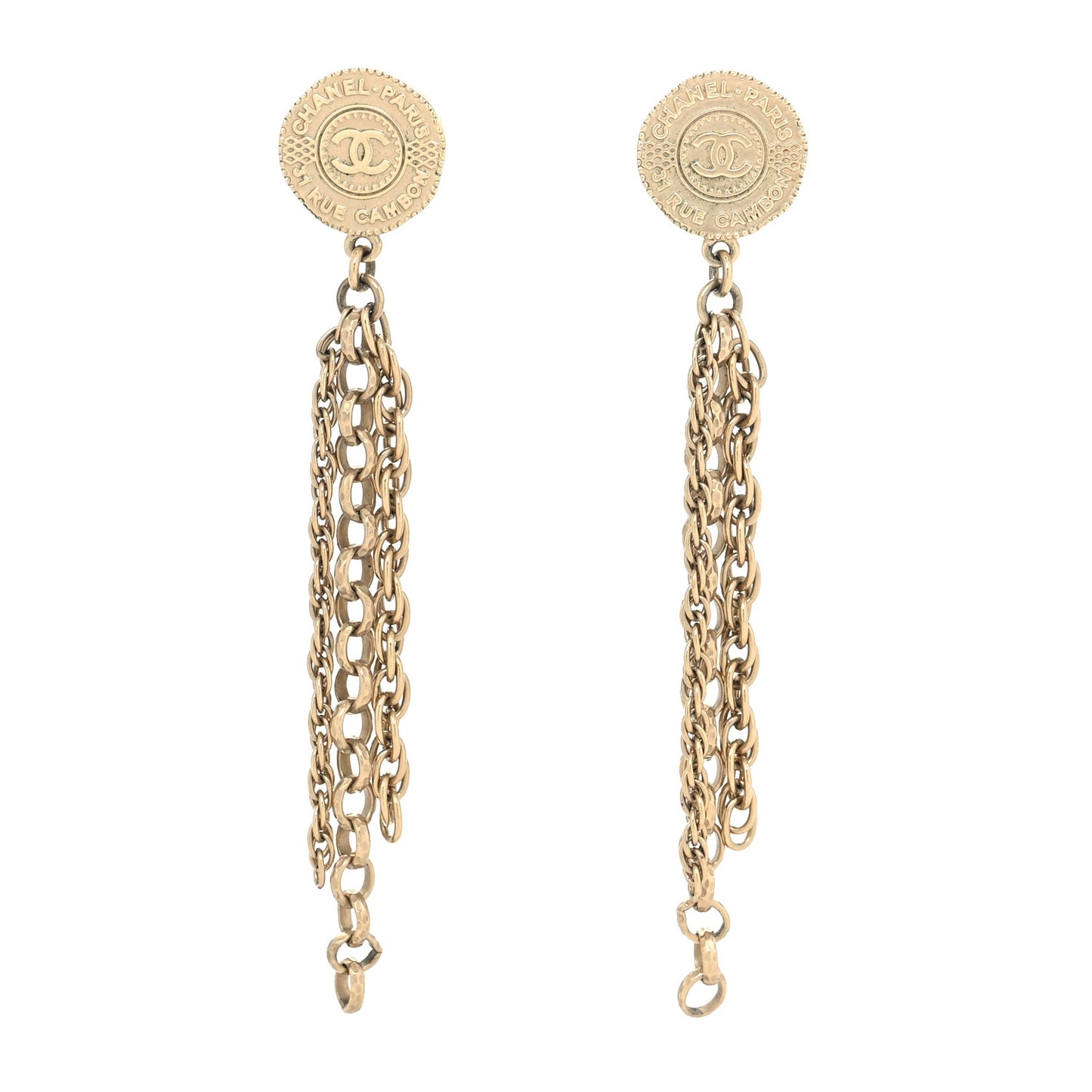 CC Chain Drop Earrings Light Gold