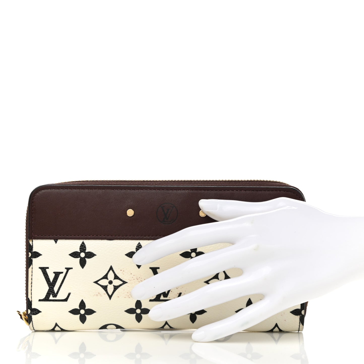 Calfskin Monogram Gamma Zippy Wallet White Chocolate