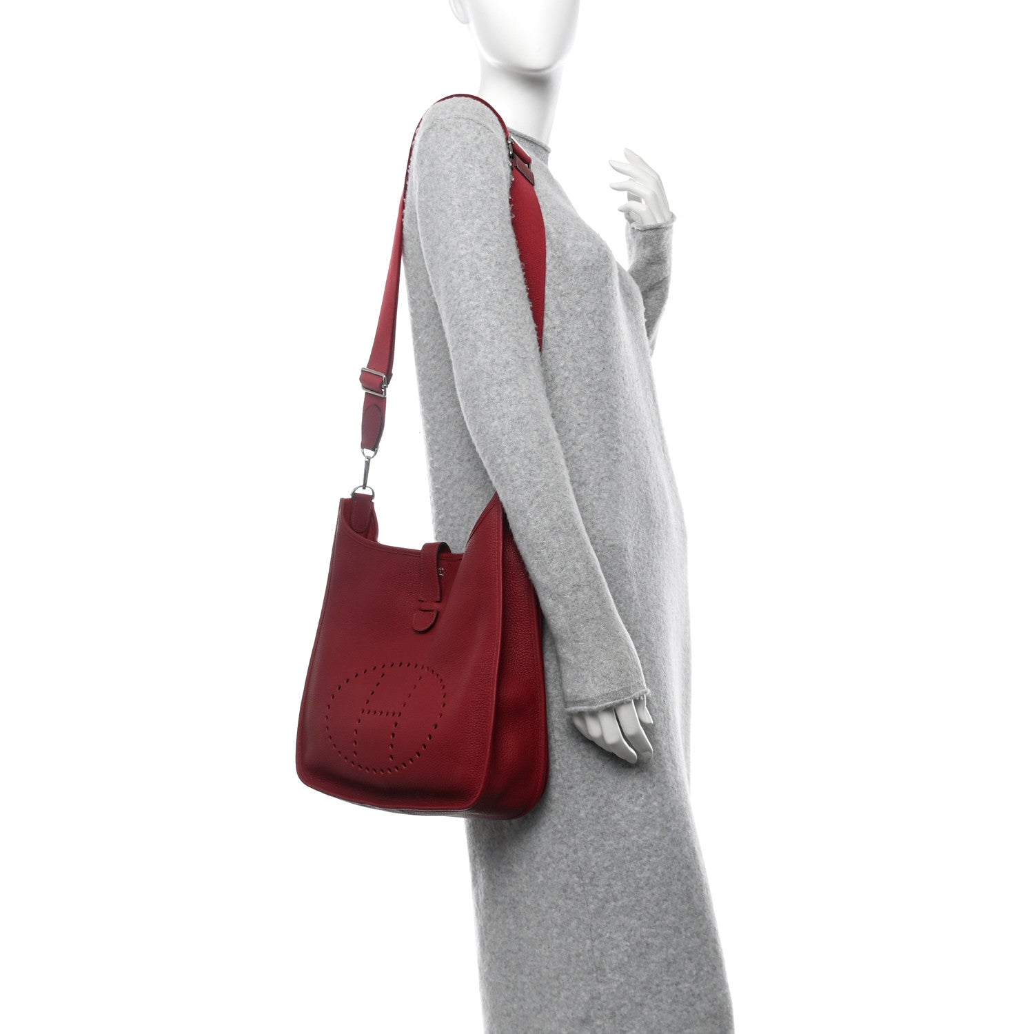 Hermes Taurillon Clemence Evelyne III GM Rouge Grenat 2 of 10