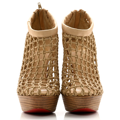 Christian Louboutin Calfskin Coussin 140 Platform Cage Booties 37.5 Beige 2 of 10