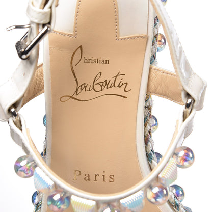 Christian Louboutin Patent Embellished Cataconico 60 Platform Sandals 36 White 7 of 8