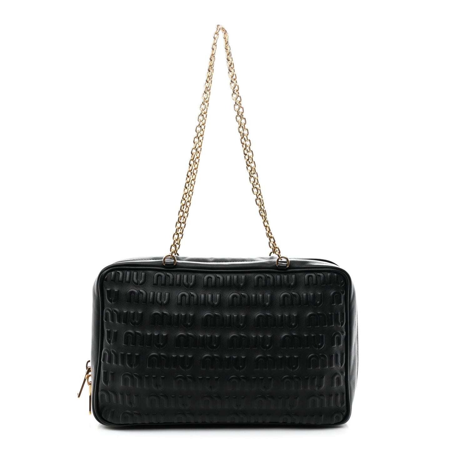 Softy Logo Embossed Chain Shoulder Bag Black