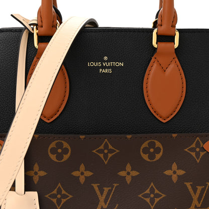 Louis Vuitton Calfskin Monogram Fold Tote MM Black Wine Cream 7 of 10