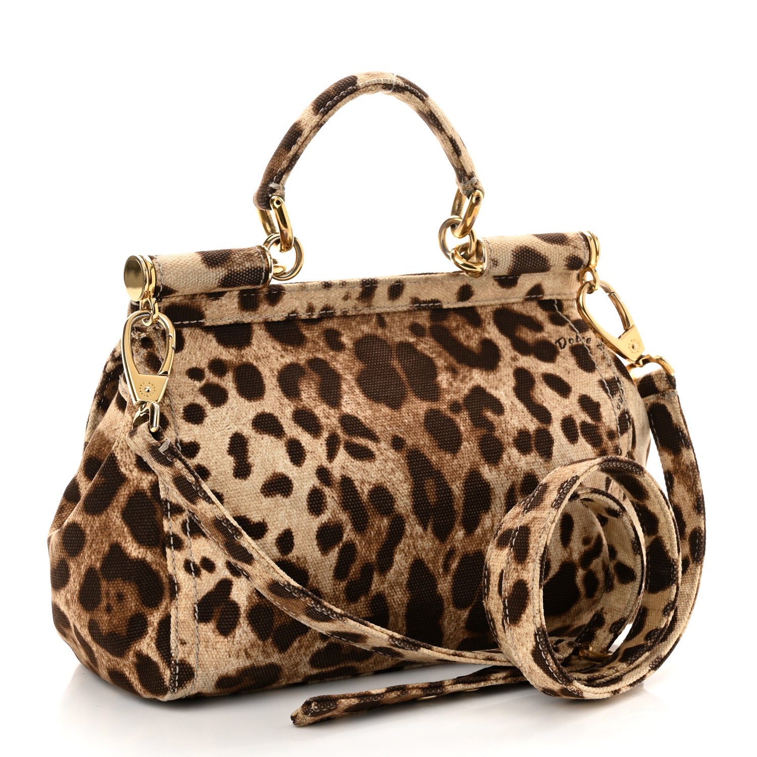 Dolce & Gabbana Canvas Leopard Print Miss Sicily Satchel Naturale 3 of 10
