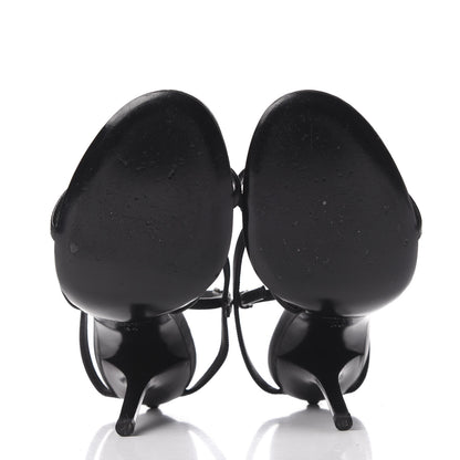 Saint Laurent Calfskin Cassandra Palm Logo 110 Ankle Strap Sandals 36 Black 5 of 7
