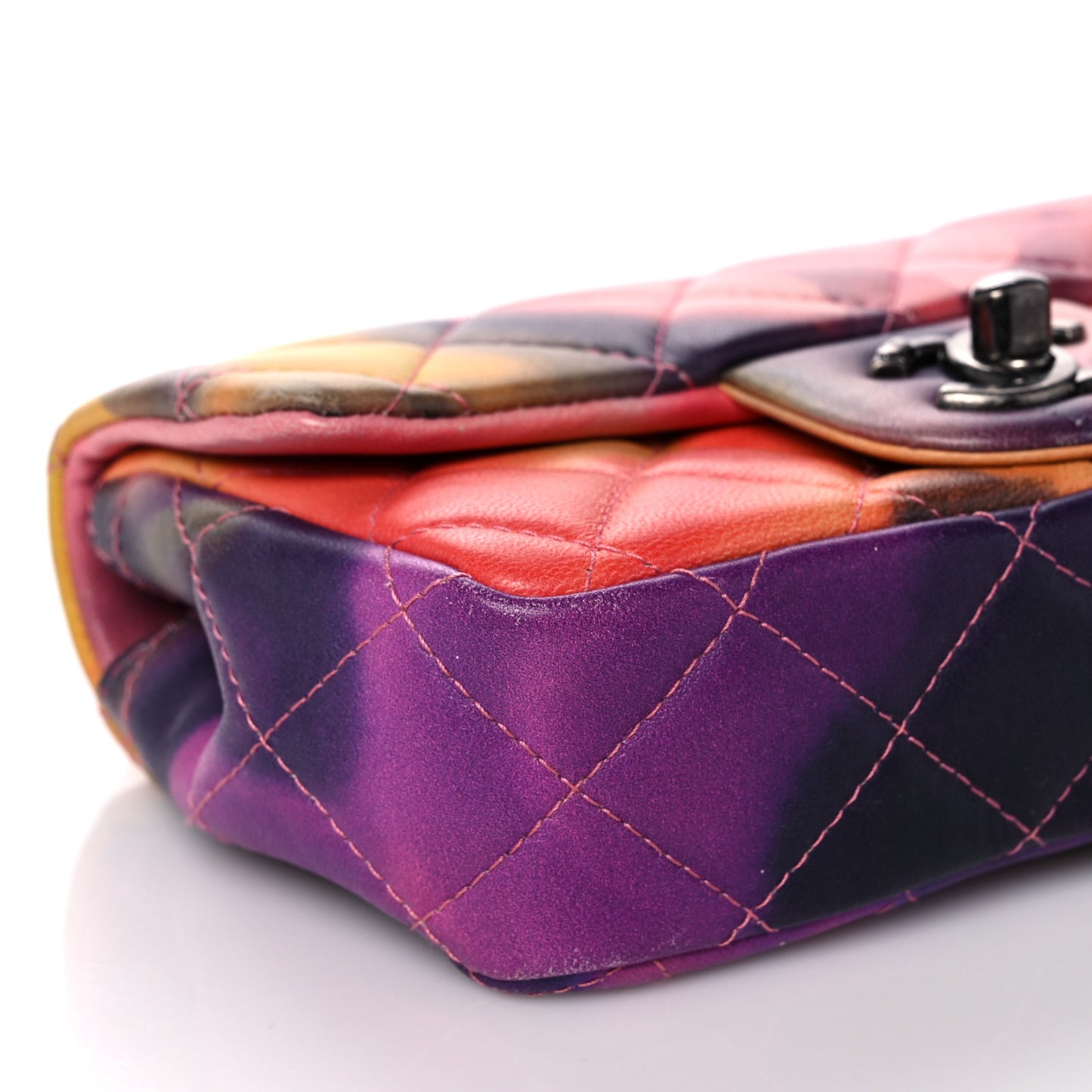 Lambskin Quilted Extra Mini Flower Power Flap Multicolor