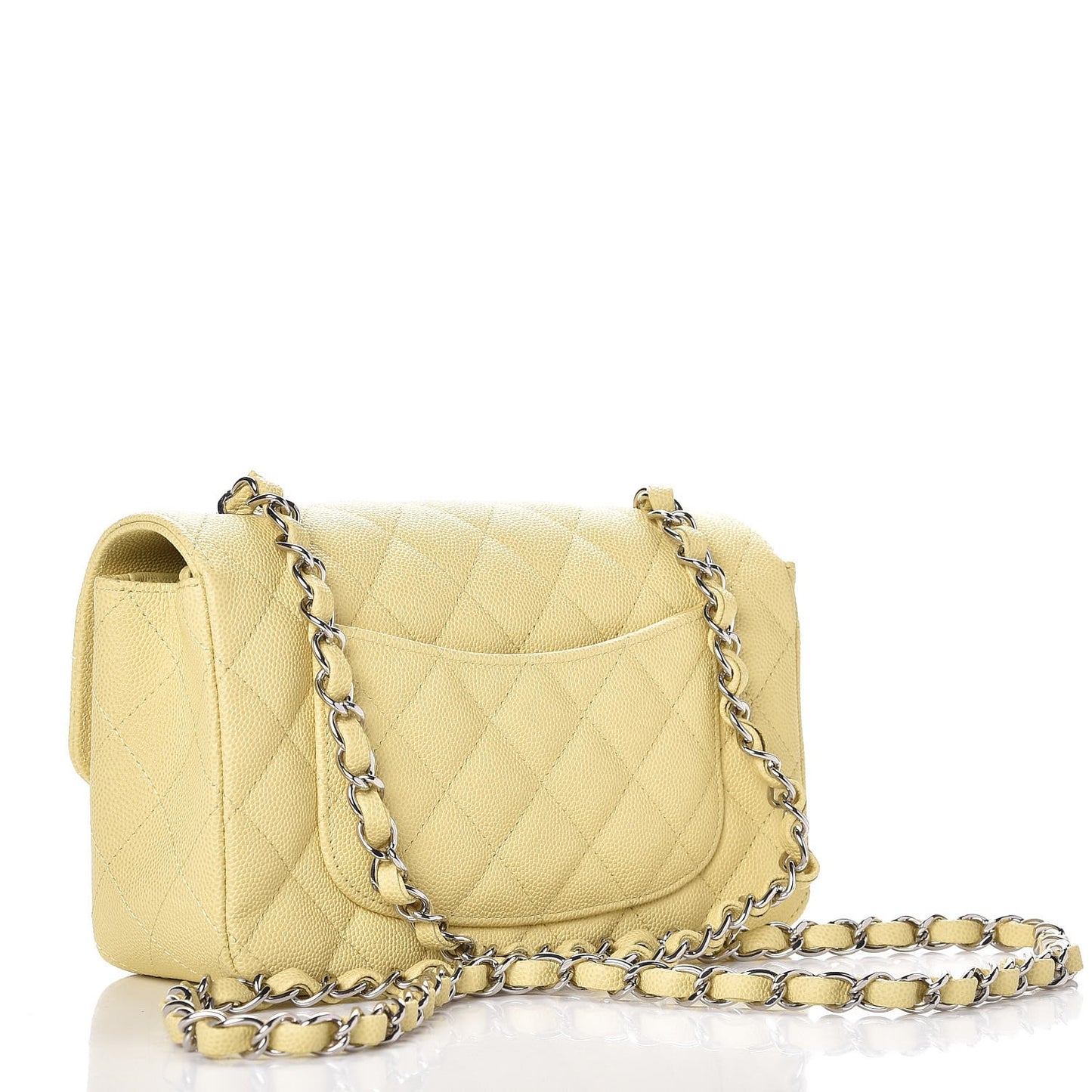 Caviar Quilted Mini Rectangular Flap Light Yellow