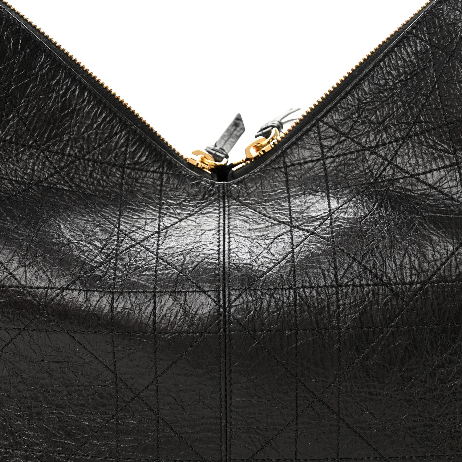 Christian Dior Crinkled Calfskin Macrocannage Large Voyage Bag Black 8 of 11