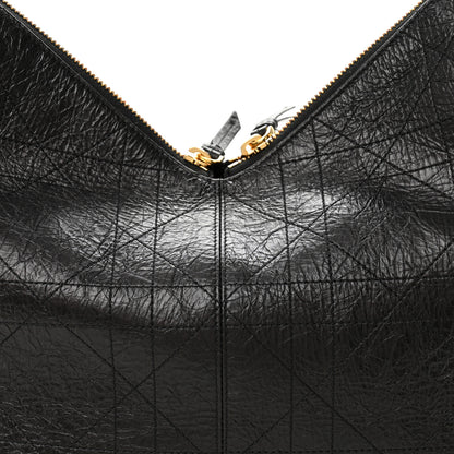 Christian Dior Crinkled Calfskin Macrocannage Large Voyage Bag Black 8 of 11