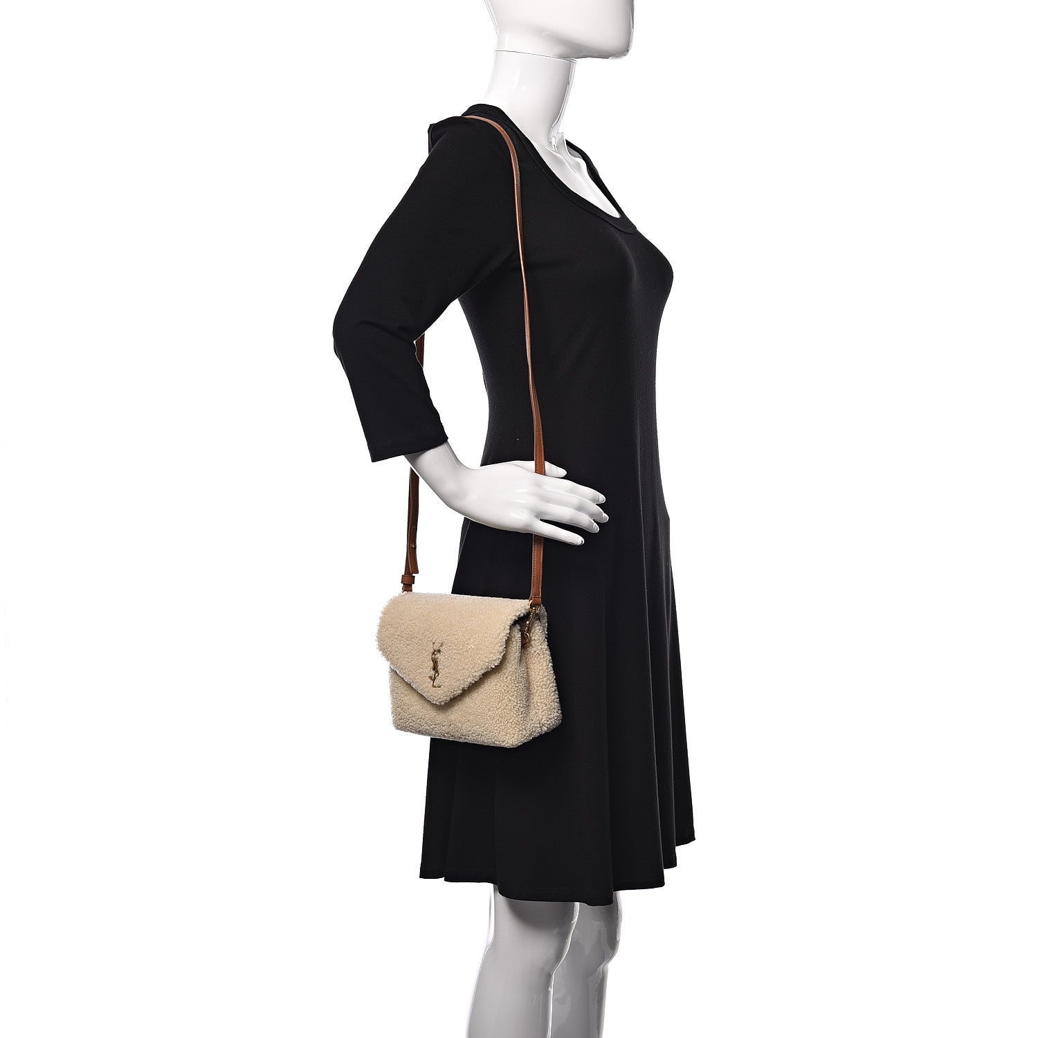Saint Laurent Shearling Toy Loulou Shoulder Bag Natural 2 of 13