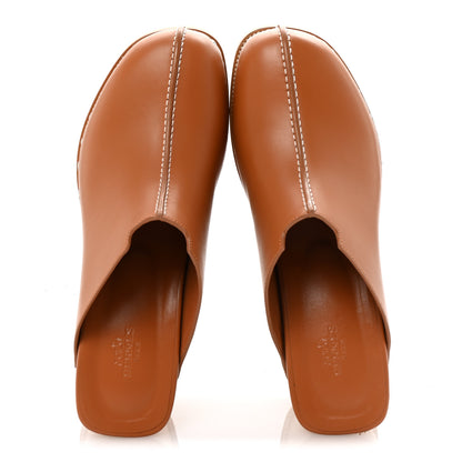 Hermes Calfskin Beechwood Earth Mules 39 Marron Glaise 2 of 10