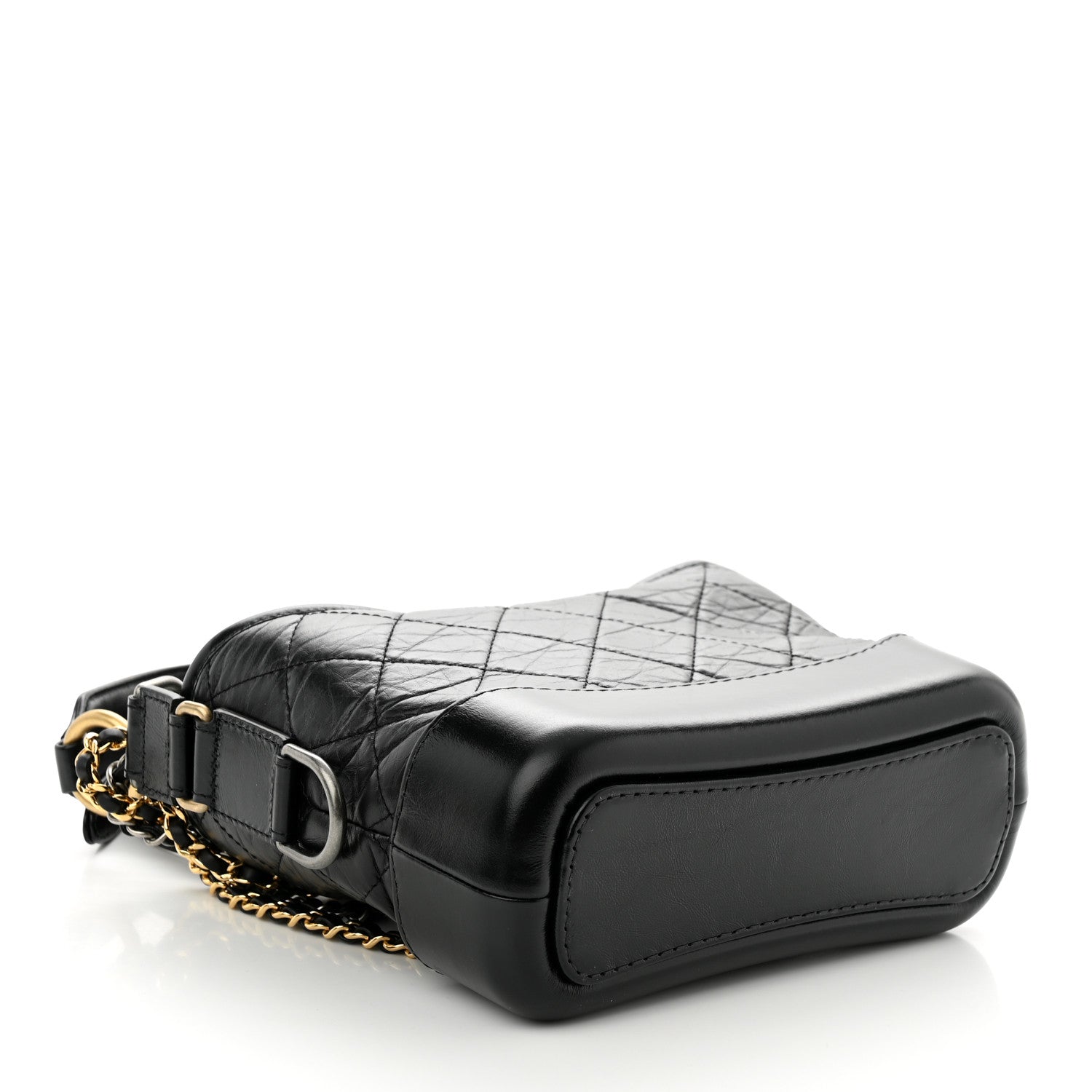 Chanel Aged Calfskin Quilted Small Gabrielle Logo Hobo Black 4 of 10