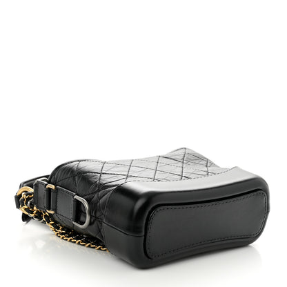 Chanel Aged Calfskin Quilted Small Gabrielle Logo Hobo Black 4 of 10