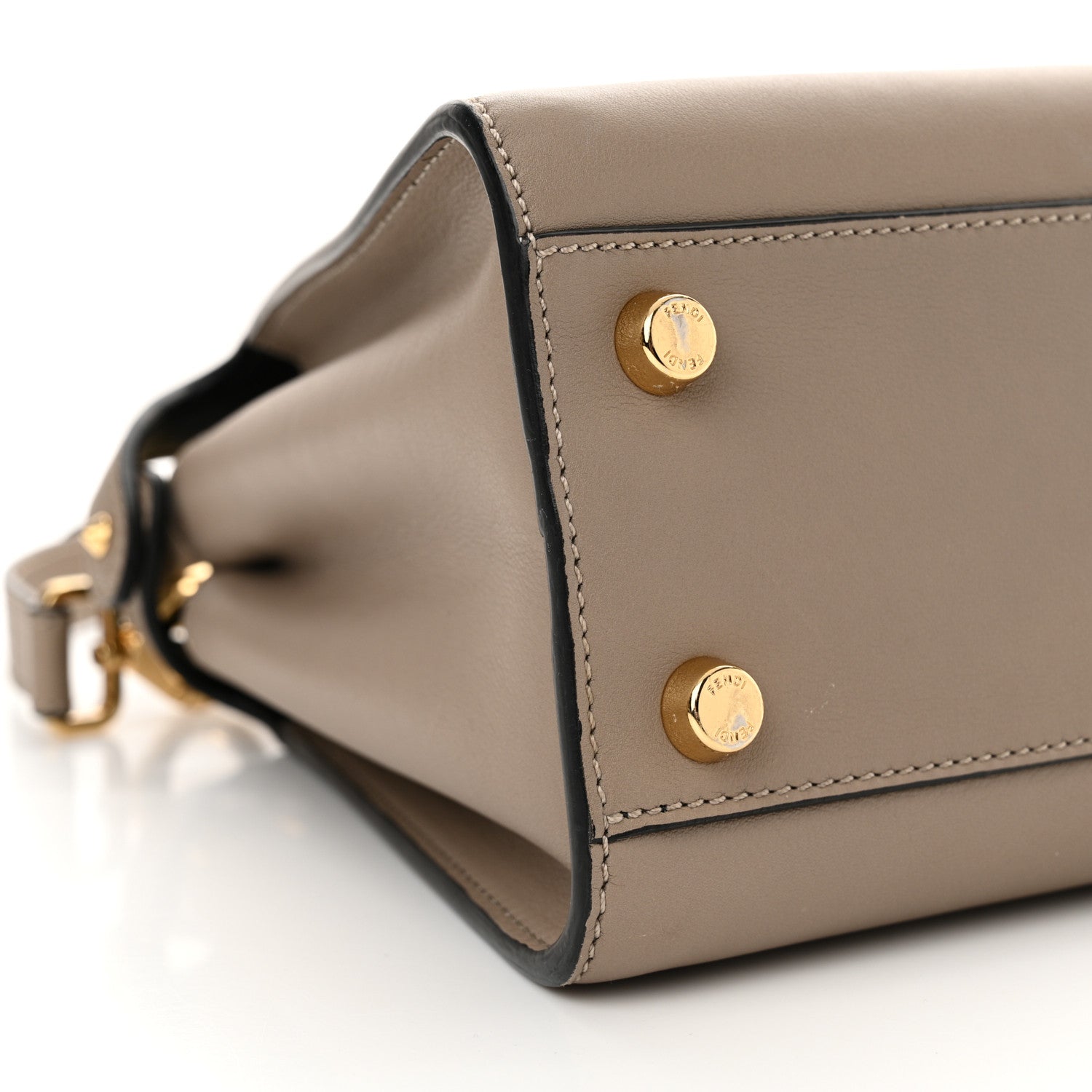 Fendi Vitello Tahiti Burro Medium Peekaboo Iconic Essentially Satchel Tortora Black 9 of 12