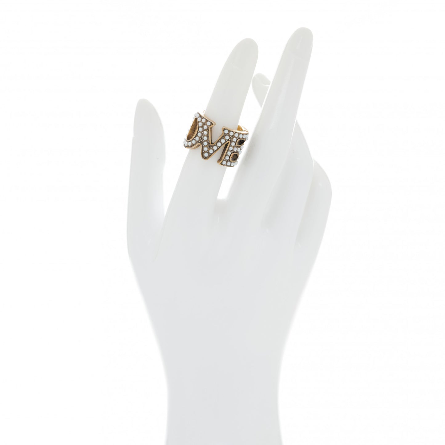 Metal Pearl Loved Ring S Aged Gold